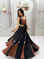 Navratri Special Ajrak Print & Hand Latkan Work Pure Cotton Lehenga Choli Set | 6 Mtr Flair