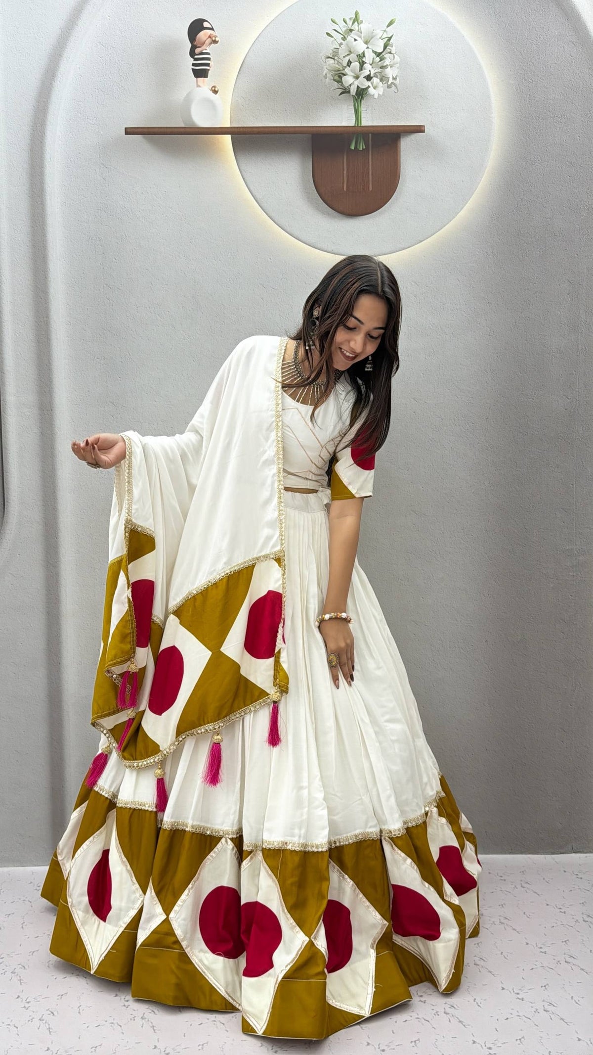 Navratri Special Gotapatti & Print Work Pure Cotton Lehenga Choli Set with Dupatta | 6 Mtr Flair