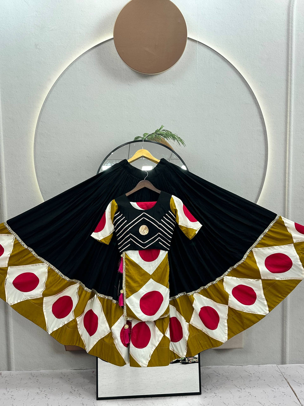 Navratri Special Gotapatti & Print Work Pure Cotton Lehenga Choli Set with Dupatta | 6 Mtr Flair