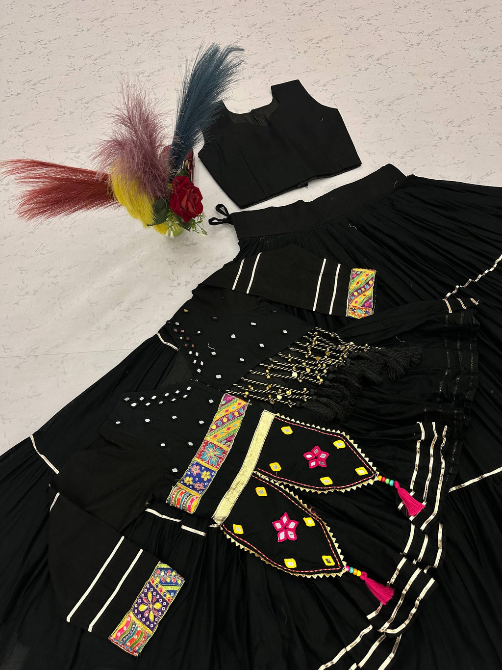 Navratri Special Hand Work & Position Work Pure Cotton Lehenga Choli Set | 9 Mtr Flair