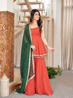 Fancy Bandhej Print Kediya-Palazzo with Dupatta Set