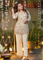 French Crepe Embroidered Co-Ord Set | Off-White Pranavi Suit