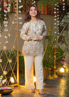 French Crepe Embroidered Co-Ord Set | Off-White Pranavi Suit