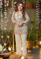 French Crepe Embroidered Co-Ord Set | Off-White Pranavi Suit