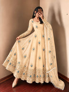 Fendy Silk Gown Set | Sequin Embroidered Dupatta | VrindaaLuxe