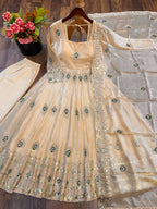 Fendy Silk Gown Set | Sequin Embroidered Dupatta | VrindaaLuxe