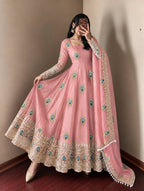 Fendy Silk Gown Set | Sequin Embroidered Dupatta | VrindaaLuxe