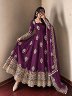 Fendy Silk Gown Set | Sequin Embroidered Dupatta | VrindaaLuxe