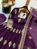 Fendy Silk Gown Set | Sequin Embroidered Dupatta | VrindaaLuxe
