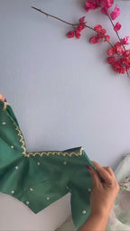 Organza Silk Floral Handwork Saree | Mist Blue Festive Wear