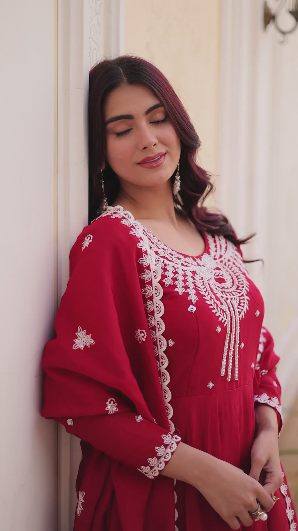 Designer Mal Chanderi Gown Set with Pant & Dupatta for Women