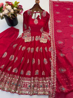Fendy Silk Gown Set | Sequin Embroidered Dupatta | VrindaaLuxe