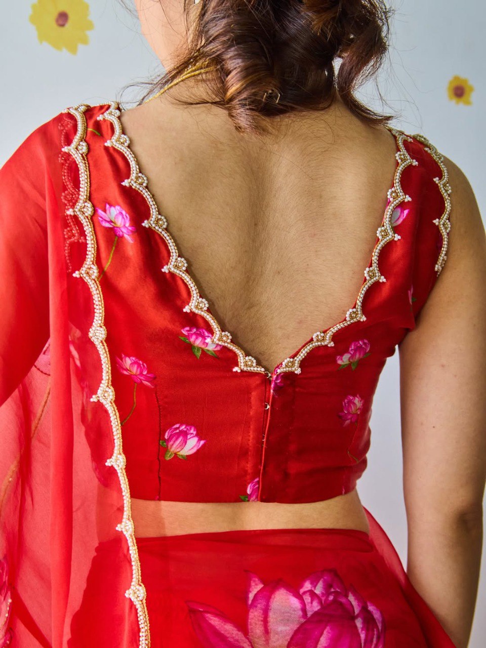 Organza Silk Printed Handwork Ready To Wear Saree | Festive
