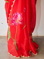 Organza Silk Printed Handwork Ready To Wear Saree | Festive