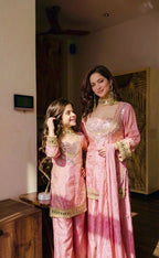 Kids Fendy Silk Embroidered Mirror Work 3-Piece Ethnic Set | Top, Palazzo & Dupatta