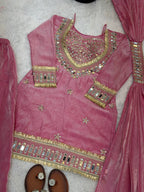 Noor-E-Aaina Fendy Silk Mirror Work Sharara Set with Dupatta