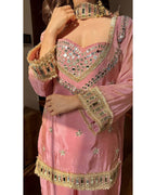 Noor-E-Aaina Fendy Silk Mirror Work Sharara Set with Dupatta