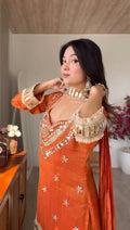 Noor-E-Aaina Fendy Silk Mirror Work Sharara Set with Dupatta