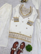 Noor-E-Aaina Fendy Silk Mirror Work Sharara Set with Dupatta