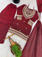 Noor-E-Aaina Fendy Silk Mirror Work Sharara Set with Dupatta
