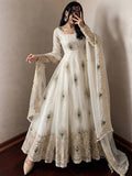 Fendy Silk Gown Set | Sequin Embroidered Dupatta | VrindaaLuxe