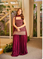 Faux Georgette Embroidery Sequin Top Palazzo Sharara Set | Party Wear